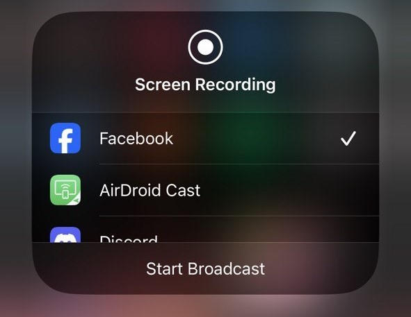 Apps allowed for Screen Recording on iPhone