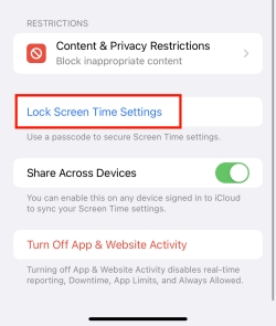 lock screen time limits on iOS