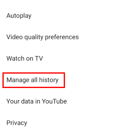 manage all history option