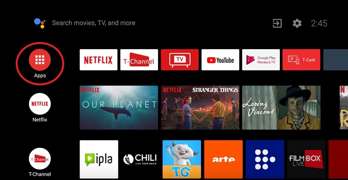 Apps in Android smart TV