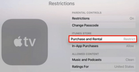 purchase and rental on Apple TV