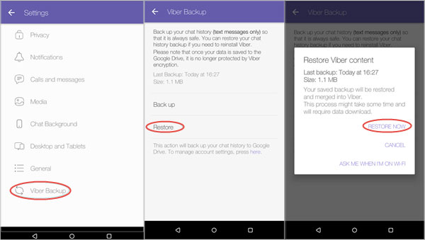 restore viber messages locally