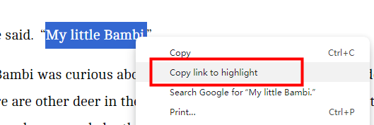 right click and select copy link to highlight