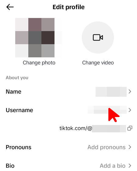 TikTok username option