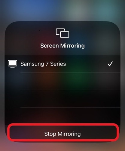 Stop Mirroring on iPhone or iPad