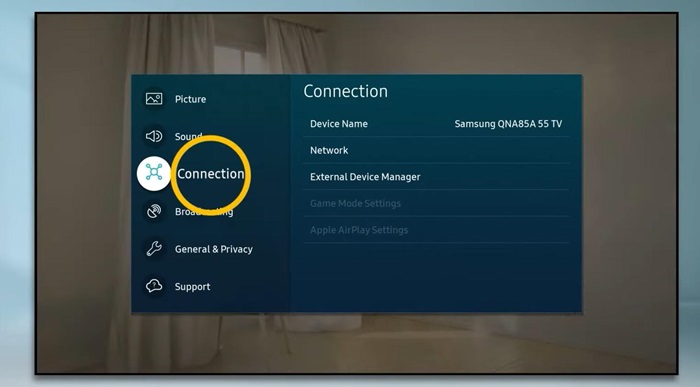 Connections on Samsung TV