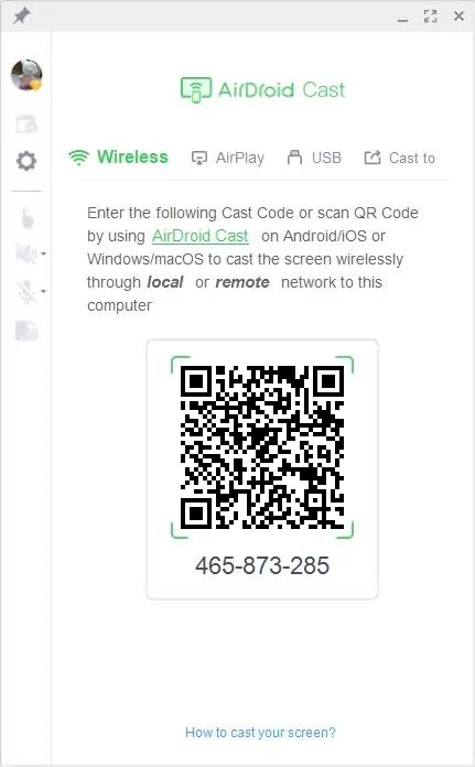 3 connection methods in AirDroid Cast