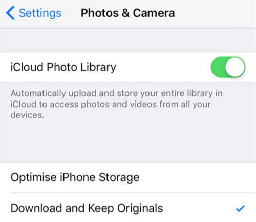 Click on iCloud Photo Library