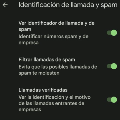 Identificación de llamada y spam