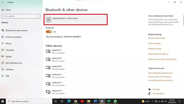 add device bluetooth windows