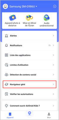 appuyez sur Navigateur géré