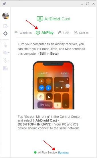 AirPlay service on AirDroid Cast