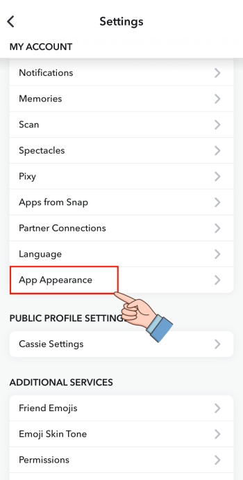 app appearance on Snapchat