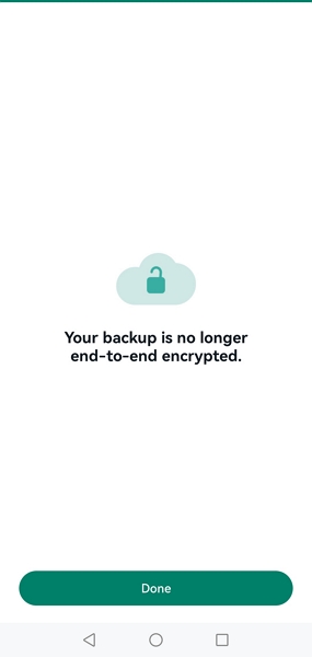 bakup is no longer end-to-end encrypted