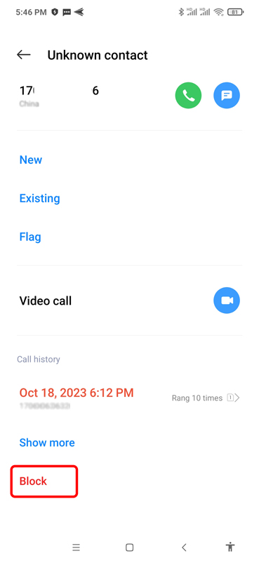 block incoming calls with phone setting 3