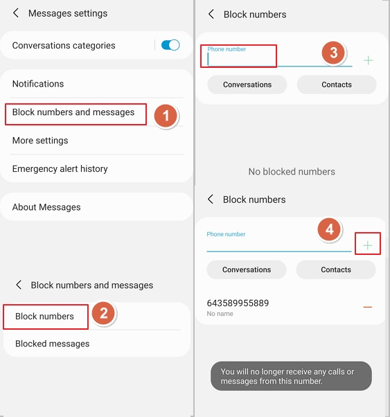 block text message from Message Setting