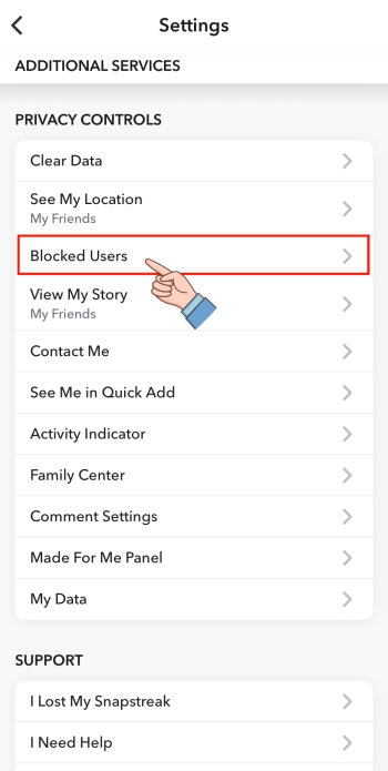 blocked users on Snapchat