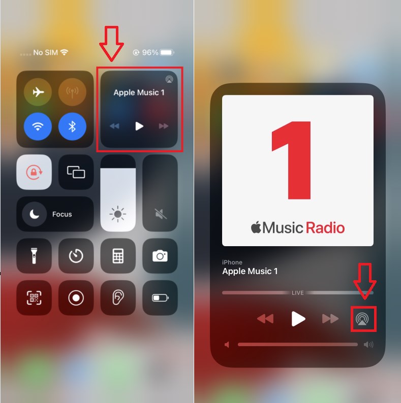 cast Apple Music to TV from Control Center