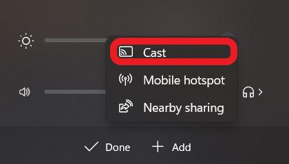 add Cast to the Windows Quick Settings
