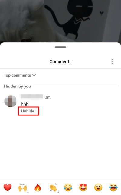 unhide button Instagram