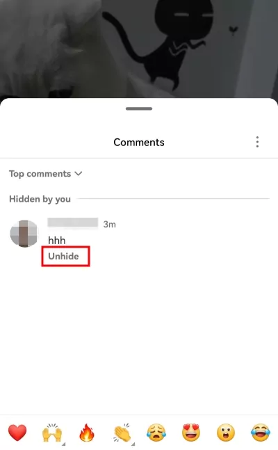 unhide button Instagram