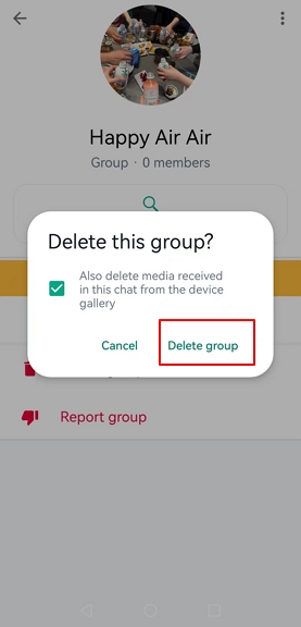 confirm Delete the group