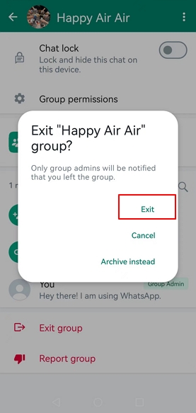 confirm exit the group