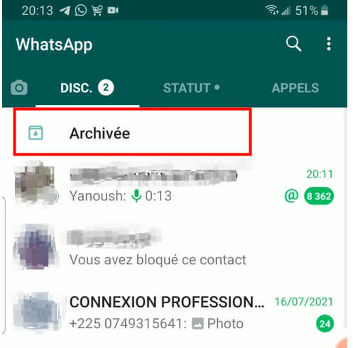 Discussion archivée WhatsApp