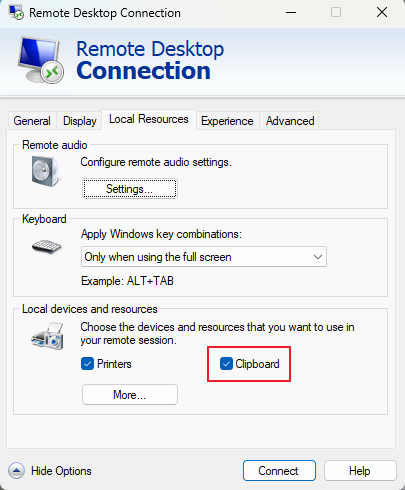 enable clipboard remote desktop