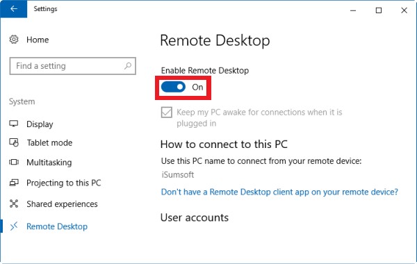 enable remote access on Windows