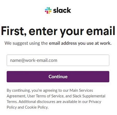 Enter your email on Slack