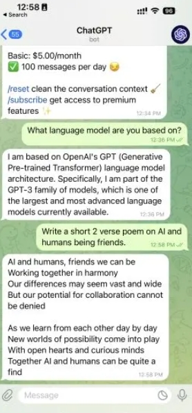 ChatGPT on Telegram