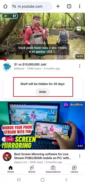 Você receberá uma notificação do YouTube