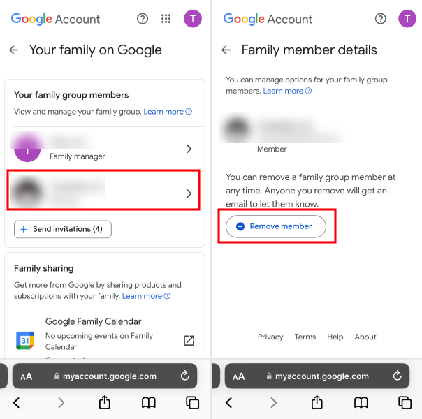 Google Family Link remove member