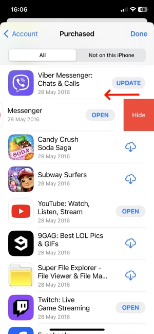 App Store からアプリを非表示にする