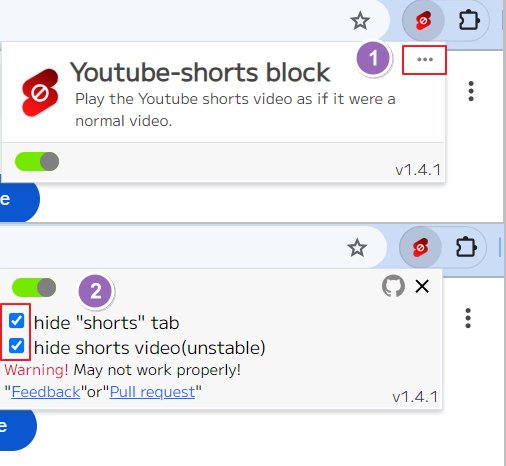 hide youtube shorts with YouTube-shorts block 