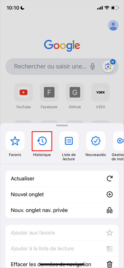 L'historique de navigation Google Chrome