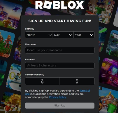 log in Roblox account