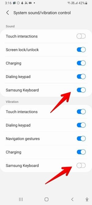 how to turn off keyboard sound on samsung 1