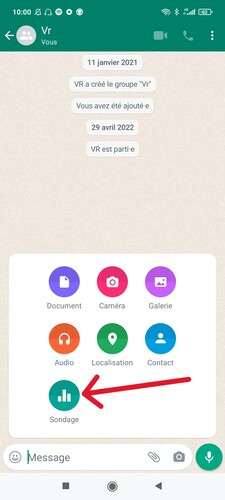 L’icône Sondage sur WhatsApp