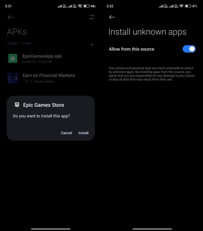 install epic games on android