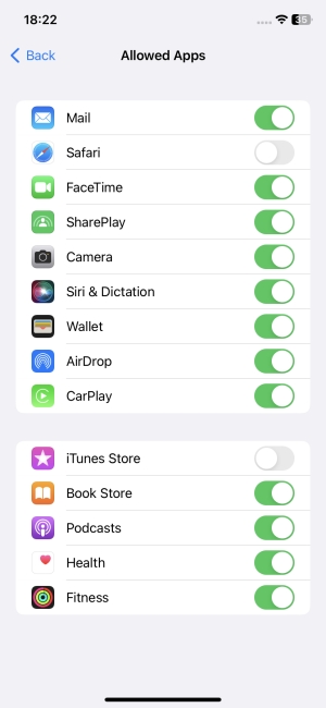 select allowed apps in iPhone