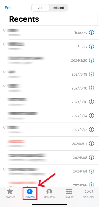 iPhone call history