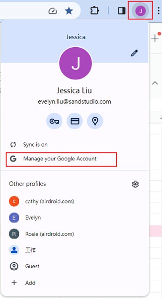 Manage your google account