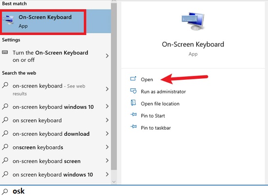Open On-Screen Keyboard