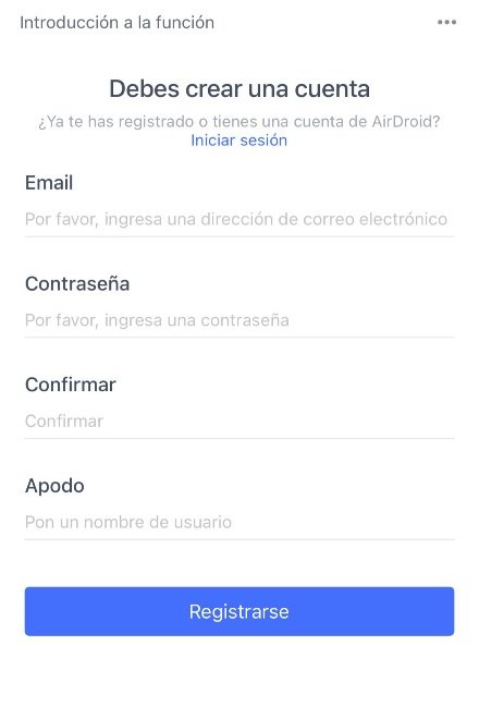 registrarse en airdriod