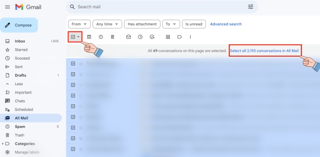 select all on Gmail