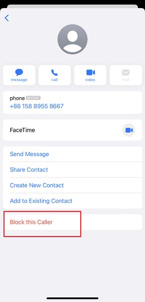 select Block this Caller