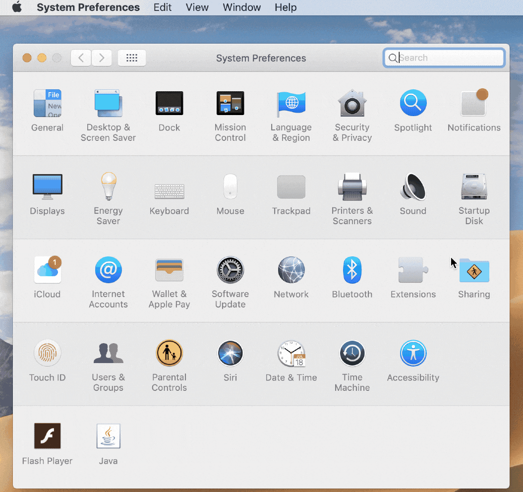 sharing settings on Mac