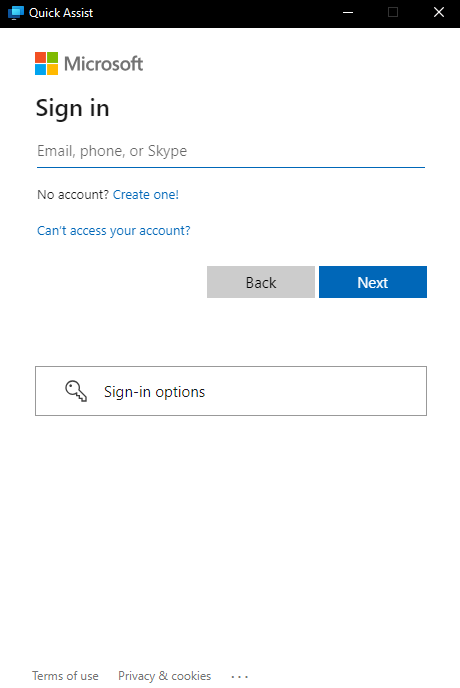 sign into Microsoft Quick Assist